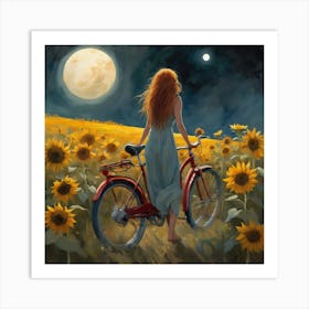 Moonlit Bohemia Whimsical Painting Of A Serene Night Scene (6) Art Print