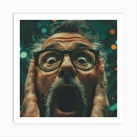 Surprised Man With Glasses Art Print