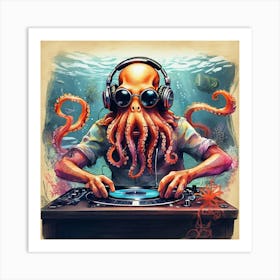 Dj Octopus 1 Art Print