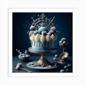 Blue And White Cake Art Print