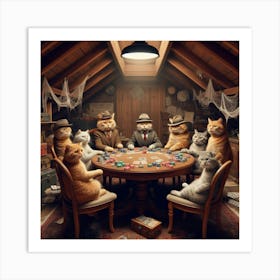 Cats Playing Poker Art Print