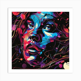 Woman Face in Party Mode Art Print