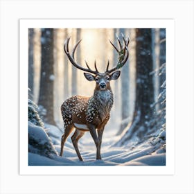 Deer In The Woods 28 Art Print