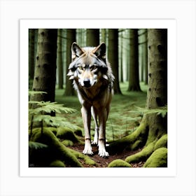 Wolf In The Forest 50 Art Print