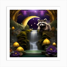 Raccoon In The Forest Art Print