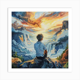 Sunset Over The Falls Art Print