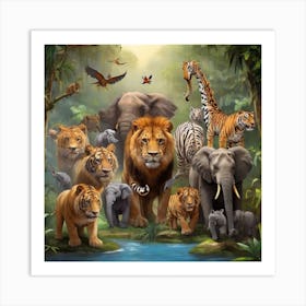 Lions In The Jungle Art Print