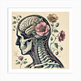 Hand Crafted Botanical Anatomy Printed Art A Unique Fusion Of Human Anatomy And Nature, Perfect For Adding An Artistic And Thought Provoking Touch To Any Medical Space Printed Art Art Print