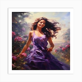 A Beautiful Woman With Long Hair wall art Art Print