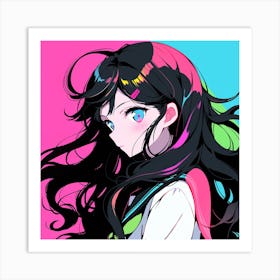 Anime Girl With Long Hair Art Print