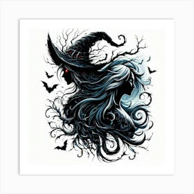 Witches And Bats Art Print