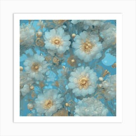 Klimts Would Love These Flowers Light Blue 12 Art Print