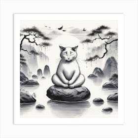 Meditating Cat 2 Art Print