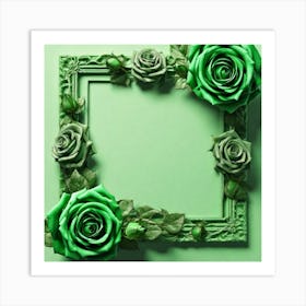 Green Roses Frame 15 Art Print