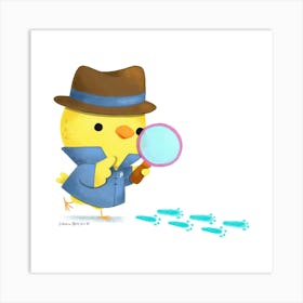 Little Chick Detective Investigator Art Print