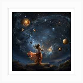 Girl In Space art print Art Print