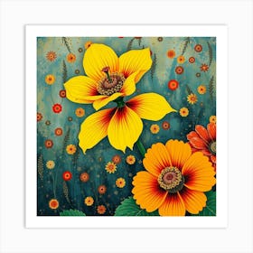 Gustav klimt flower art 3 Art Print