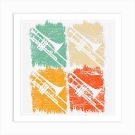 Retro Trombone Art Print