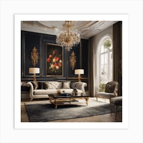 Black And Gold Living Room Art Print