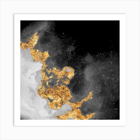 100 Nebulas in Space with Stars Abstract in Black and Gold n.017 Art Print