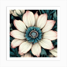 Dahlia, Illustrate A Close Up Of A Blooming Flower With Intricate 3 Art Print