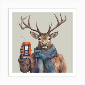 Watercolour Highland Stag Logan Love Bru Art Print