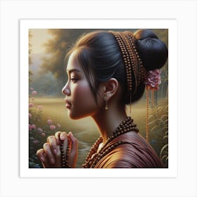 Buddhist Woman Praying Art Print