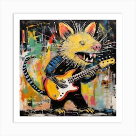 Rat Playing Guitar Art Print