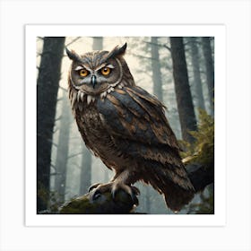 Owl In The Forest 136 Art Print