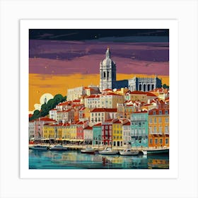 Lisbon At Sunset Art Print