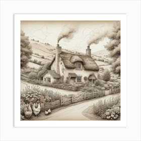 Thatched Cottage art Art Print