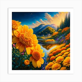 Sunflowers At Sunset 2 Art Print