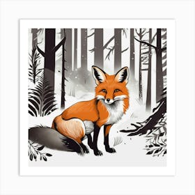 Fox In The Woods 1 Art Print