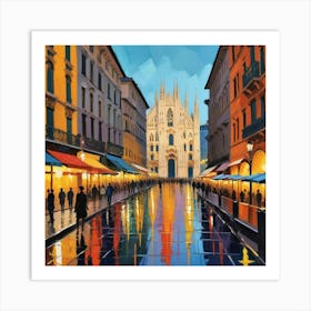 Milan Italy Fauvist Painting Travel Poster Art Print 1 Art Print