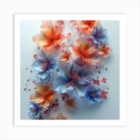 3d Flowers Art Print