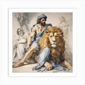 Lion And The Man Art Print