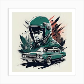 Samurai Car Art Print