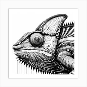 Chameleon Abstract Line Art Illustration 170 Art Print