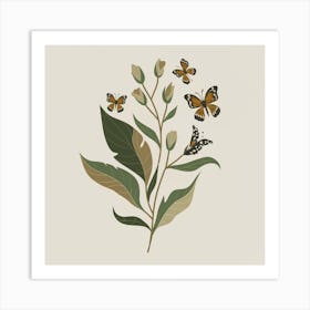 Butterflies And Leaves Art Print