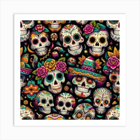 Day Of The Dead Skulls 1 Art Print