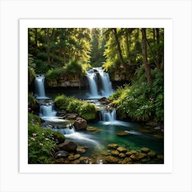 Waterfall In The Forest 96 Art Print