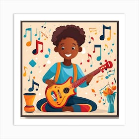 Boy Playing Guitar Art Print