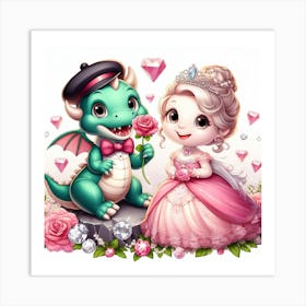 Princess And Dragon 3 Art Print