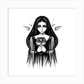 Girl With Owl Art Print