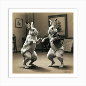 Rabbits Dancing 1 Art Print