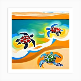 Turtles On The Beach Art Print