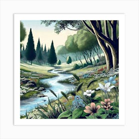 Serene And Peaceful Meadow 14 Art Print