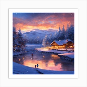 Winter Landscape Painting Art Print