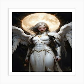 Default Female Archangel Aquarell Background Elegant And Stro 0 Art Print