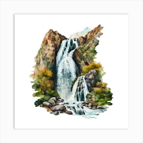 Watercolor Waterfall 2 Art Print